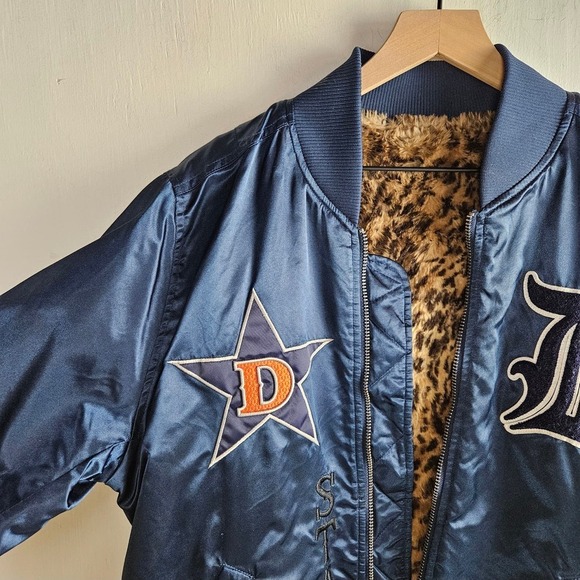 Stall & Dean Detroit Stars Negro League‎ Bomber Jacket XL Blue Satin Baseball - Picture 3 of 9